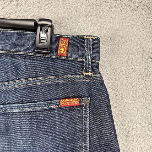 7 For All Mankind Standard Mens Straight Jeans 36 Distressed Dark Wash‎ Stretch